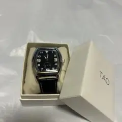 TAO トノー型 ブラックレザー アナログ時計