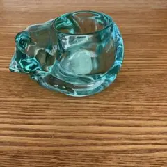 ガラス 眠り猫 小物入れ 、ろーそくいれ ペン立て