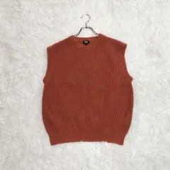 UNIQLOユニクロ　リブニットベスト（S）ブラウン系　モックネック