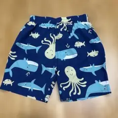 クジラとタコ柄 男の子用水着 ネイビー　110cm
