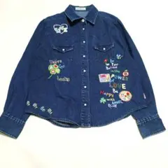希少レア エンジェルブルー デニムシャツ 刺繍 150