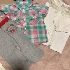 LITTLE BEAP ClUB半袖チェックシャツ 90サイズ　おまけ➕2点