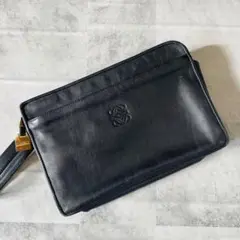 Loewe ロエベ アナグラム クラッチバック ユニセックス ブラック レザー