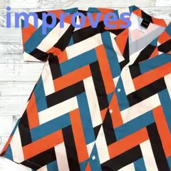【improves】オープンカラーシャツ　オレンジ 青