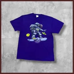 US古着 PORT&COMPANY プリント Tシャツ 半袖 パープル Mサイズ