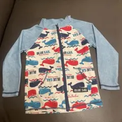 【100cm】BLUE SAIL クジラ柄 長袖 ラッシュガード