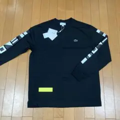 LACOSTE ブラック 長袖カットソー ルーズフィット 新品 国際信号旗ロンT