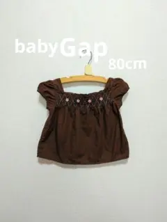 babyGap /コットン100%/ブラウン刺繍トップス 80cm