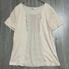 ニューヨーカー　シフォンフリルデザインカットソー　ベージュ　M