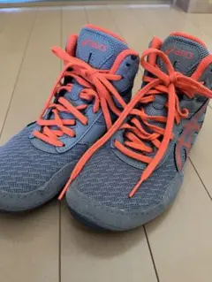 ASICS レスリングシューズ ボクシング　グレー/オレンジ