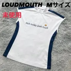 未使用　ラウドマウス　モックネック　半袖　ホワイト　ネイビー　Mサイズ
