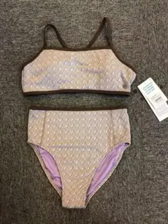 【25新品タグ付】ROXY ハイウエスト バンドゥビキニ 幾何学 茶