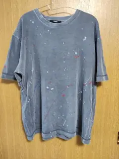 Confirm ブルー ペイントスプラッター Tシャツ L