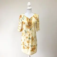 美品 LEONARD レオナール カンカン 花柄 チュニック ワンピース