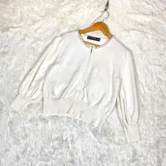 『SYSORUS』シソラス（M）パール付き ジップ ニットジャケット