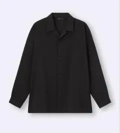 GU ドレープオープンカラーシャツ XL ブラック