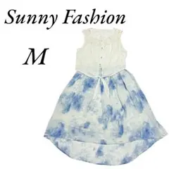 B品‼️Sunny Fashion 膝丈ワンピース ロングワンピース 夏 ホワイト