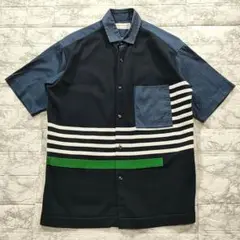 TOMORROWLAND tricot ニットコンビシャツ ドッキング ボーダー