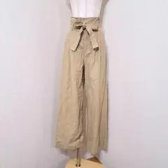 マウジー　ハイウエストワイドパンツ　リボン　コットン　ハイライズ　キレイめ【1】
