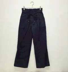 アーヴェヴェ ワイドパンツ ガウチョパンツ 綿100 ブラック Sサイズ
