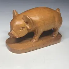 木彫り　豚 楽天市場】ウッドカービング ピッグ (S)【 豚 ブタ ぶた pig