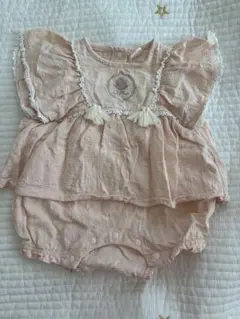 Cottoli ピンク フリルロンパース