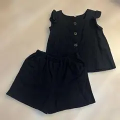 セットアップ　ブラック　黒　ノースリーブandショートパンツ セット