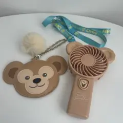 ダッフィーハンディファンとミラー付きキーホルダー2点セット