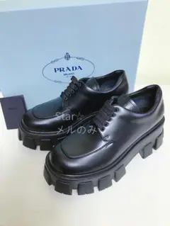 PRADA プラダ モノリス レースアップ レザー ローファー