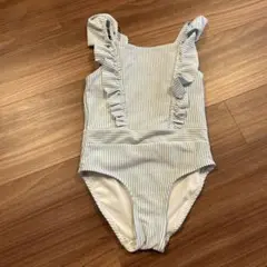 H&M ストライプフリルワンピース水着 4-6Y