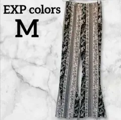 EXP colors 花柄 フレアパンツ 【M】ブラック系 ペイズリー 海外古着