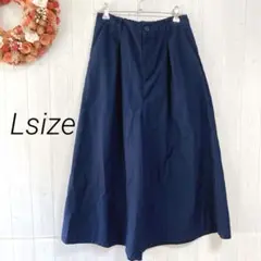 ガウチョパンツ　ネイビー　L　ウエストゴム　ゆったり　シンプル　無地