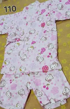 サンリオ　キティ　甚平　キッズ　女の子　110　ピンク　お祭　綿100