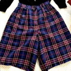【希少美品】BURBERRY ウール ハーフパンツ キュロット オールド 青