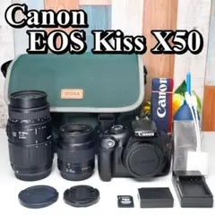 超望遠レンズ付✨Canon Kiss X50✨超小型軽量✨スマホ転送可✨バッグ付