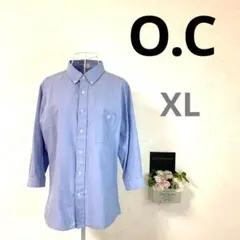 【美品A】O.C カッターシャツ 七分袖 ボタンダウン LL 水色 ユニセックス