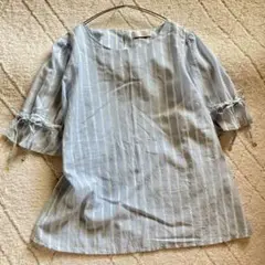 Te chichi テチチ 水色 ストライプ 半袖ブラウス M