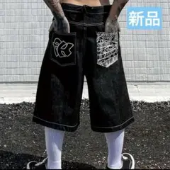 ブラックバギーショーツ　y2k 激レア　海外ストリート　hiphop