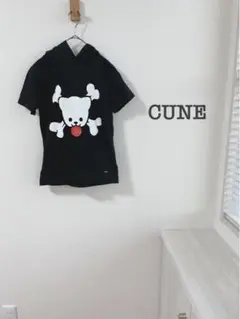 CUNE キューン 耳付きフード Tシャツ ねこ ドクロ XS