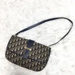 Dior ディオール トロッター キャンバス 紺 レザー ワンショルダーバッグ