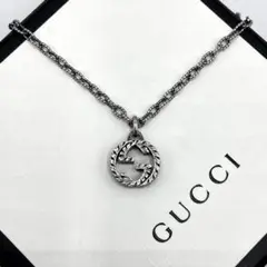 未使用 GUCCI ネックレス インターロッキング アラベスク いぶし銀 GG