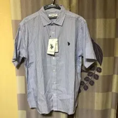 U.S. POLO ASSN. 半袖シャツ ストライプ 新品タグ付きブルーLL