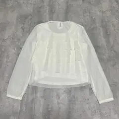 Leilian フリルブラウス 長袖 オフホワイト きれいめ エレガント