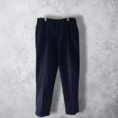 LANDS’END ワイドチノパン ツータック 33 ネイビー