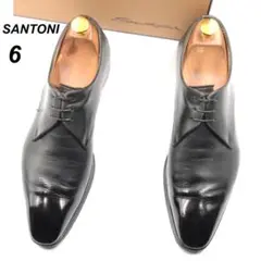 SANTONI サントーニ 24cmF 6 7645 プレーントゥ 黒 箱付