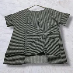 エレガメント ELEGARMENT ブラウス【40】L相当 ストライプ 絞り