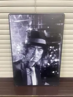 松田優作 白黒 ブリキ看板 レトロ 看板 新品 アンティーク 壁掛け