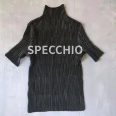 新品級☆　SPECCHIO スペッチオ ブラック ハーフ ネック 半袖 トップス