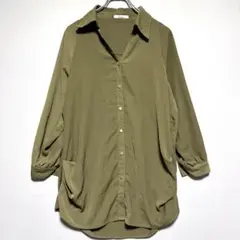 Sureve 極美品　オリーブ色　ボタンアップシャツ 長袖　ポリエステル100%