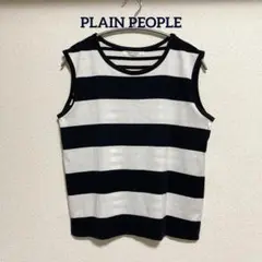 PLAIN PEOPLE ボーダーノースリーブカットソー